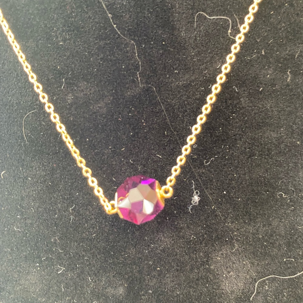 Elegant Gold Swarovski Necklace with Purple Gemstone